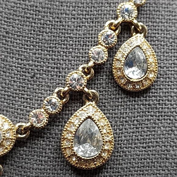 Carolee Rhinestone Pendant Necklace, Light Green Clear Rhinestones, 17 1/2 Inch - Picture 5 of 9